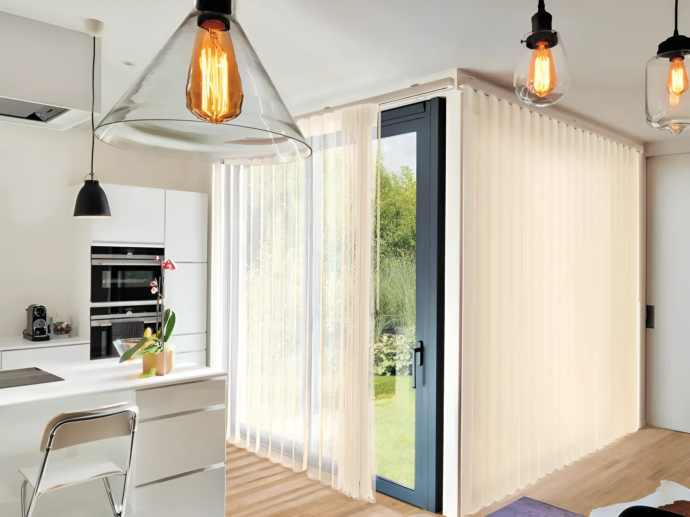 SmartDrape shades on a patio door