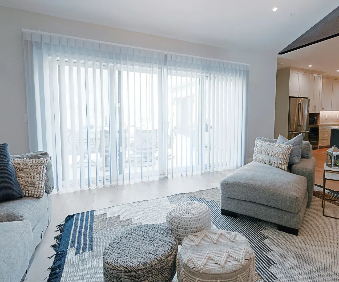 Soft custom shades in a living room