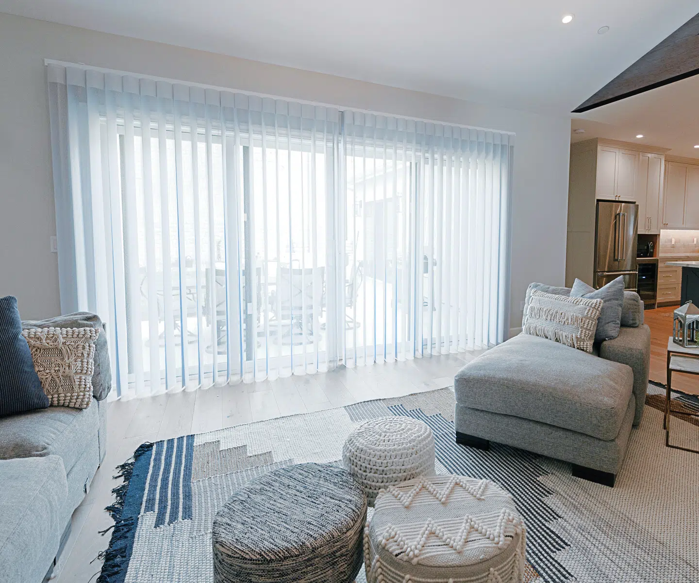 Soft custom shades in a living room